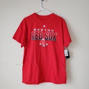 Majestic Boston Red Sox Short Sleeve T-Shirt Tee Men's Size M-L MLB Red NWT